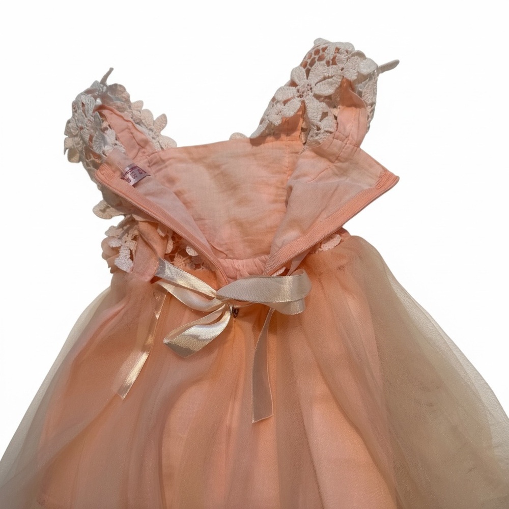 Peach Tulle Lace‎ Flower Girl Dress 2-3T Birthday Wedding Princess NWOT - Picture 6 of 6